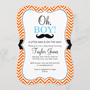 Invitación para Baby Shower de Niño con Bigote / A