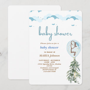 Invitación para Baby Shower de Niño con Globo Azul