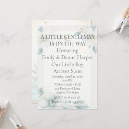 Invitación para Baby Shower de Niño con Narciso Az