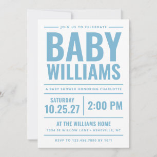 Invitación para Baby Shower de Niño con Tipografía