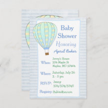Invitación para Baby Shower de Niño en Globo Aeros