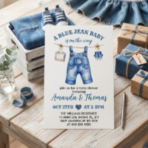 Invitación para baby shower de niño en mezclilla a