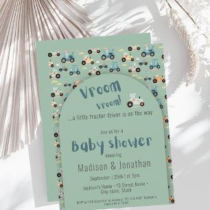 Invitación para baby shower de niño granjero con c