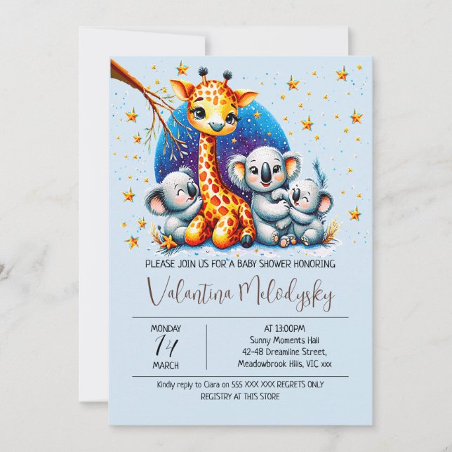 Invitación para baby shower de niño lindo (Anverso)