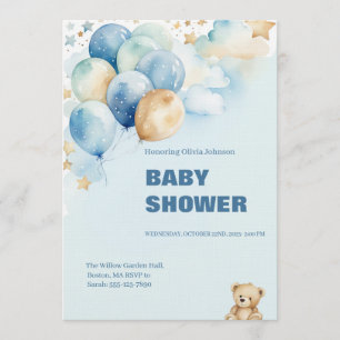 Invitación para Baby Shower de Niño   Oso de Peluc