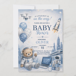 Invitación para Baby Shower de Niño Oso de Peluche