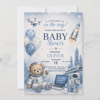 Invitación para Baby Shower de Niño Oso de Peluche