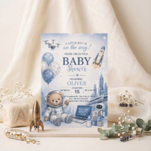 Invitación para Baby Shower de Niño Oso de Peluche