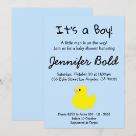 Invitación para baby shower de Niño Pato Amarillo