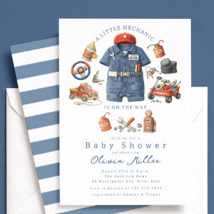 Invitación para Baby Shower de Niño "Pequeño Mecán