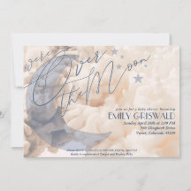 Invitación para Baby Shower de Niño Sobre la Luna