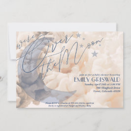 Invitación para Baby Shower de Niño Sobre la Luna