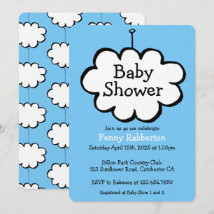 Invitación para Baby Shower de Nube en una Cuerda