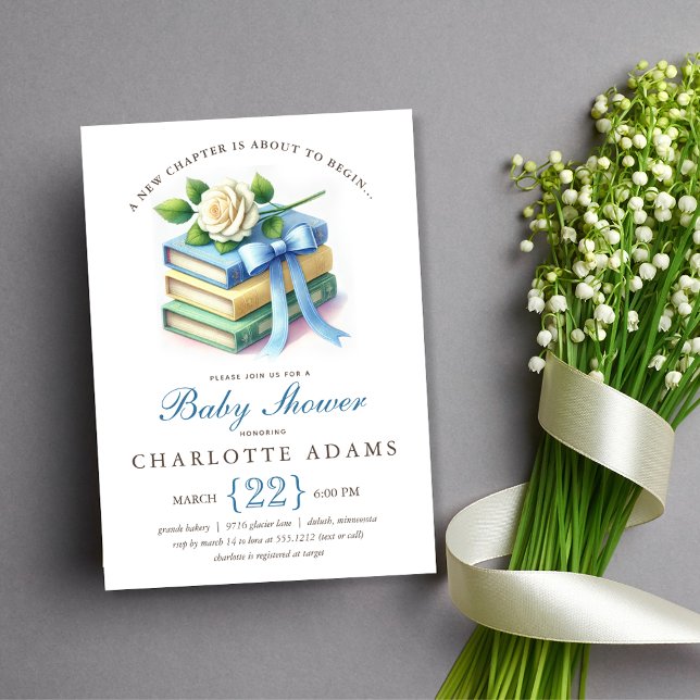 Invitación para Baby Shower de Nuevo Capítulo Ador (Cute New Chapter Baby Shower Invitation)