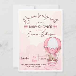 Invitación para baby shower de osito