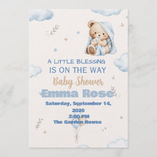 Invitación para Baby Shower de Osito de Bendición 