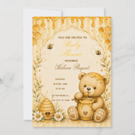 Invitación para baby shower de osito de peluche co