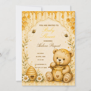 Invitación para baby shower de osito de peluche co