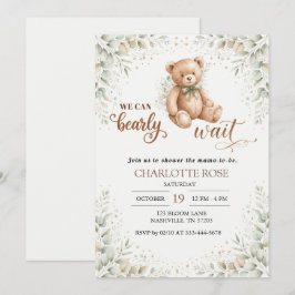 Invitación para baby shower de osito de peluche de