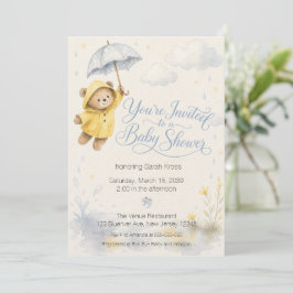 Invitación para baby shower de osito de peluche en