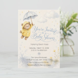 Invitación para baby shower de osito de peluche en