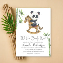 Invitación para baby shower de osito panda