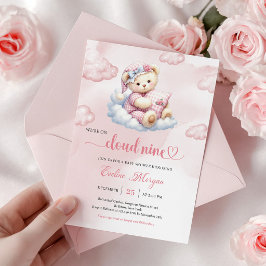 Invitación para Baby Shower de Osito Precioso Nube