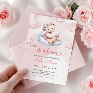 Invitación para Baby Shower de Osito Precioso Nube