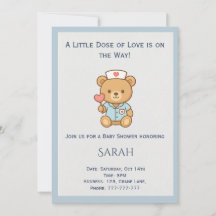 Invitación para Baby Shower de Osito Teddy Enferme