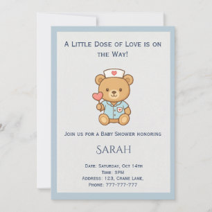 Invitación para Baby Shower de Osito Teddy Enferme