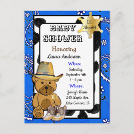 Invitación para baby shower de osito Teddy vaquero