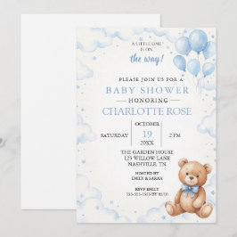 Invitación para Baby Shower de Oso de Peluche con