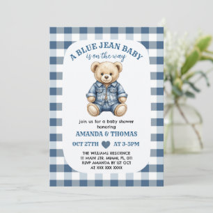 Invitación para baby shower de Oso en Pantalón Vaq