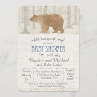 Invitación para Baby Shower de Oso y Abedul