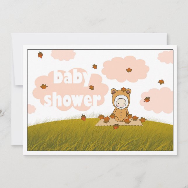 Invitación para Baby Shower de Otoño de Bebé entre (Anverso)