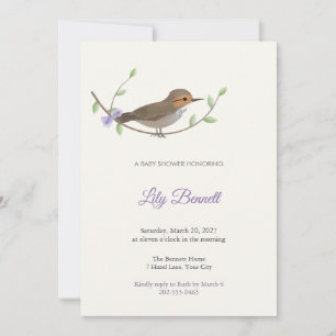 Invitación para Baby Shower de Pájaro Cantor Gnatw