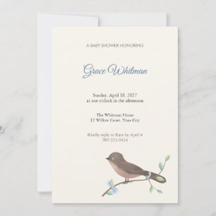 Invitación para baby shower de pájaro cantor Wrent