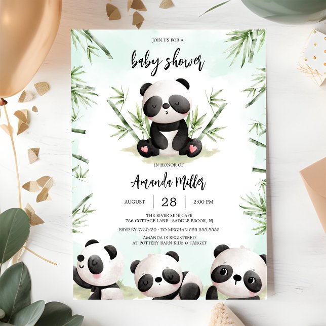 Invitación para baby shower de panda (Subido por el creador)