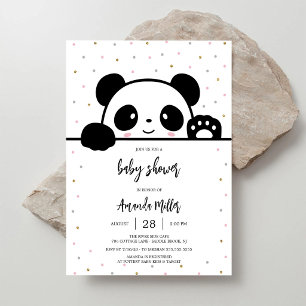 Invitación para baby shower de panda bebé