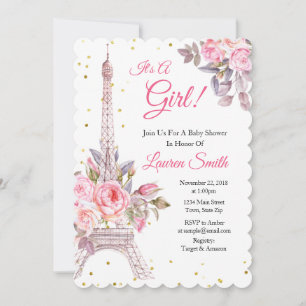 Invitación para baby shower de París Torre Eiffel