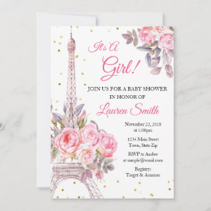 Invitación para baby shower de París Torre Eiffel