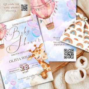 Invitación para Baby Shower de Pastel de Jirafa co