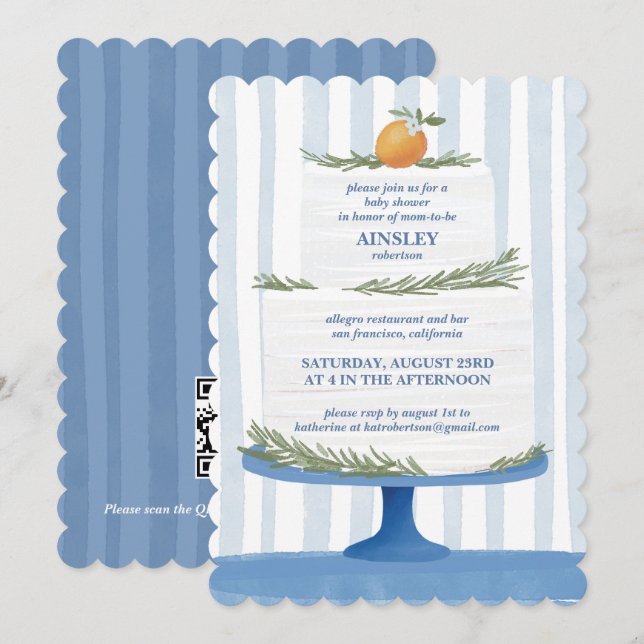 Invitación para Baby Shower de Pastel Italiano con (Anverso / Reverso)