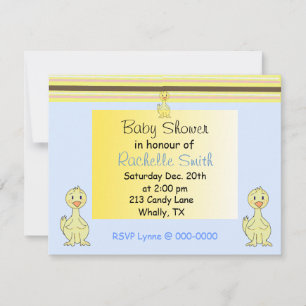 Invitación para Baby Shower de Patito Amarillo