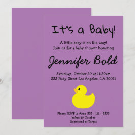 Invitación para Baby Shower de Pato Amarillo