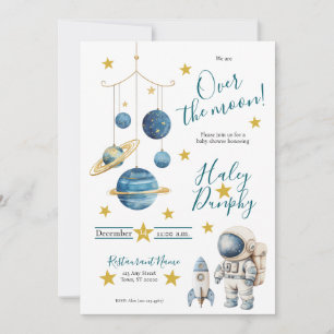 Invitación para baby shower de pequeño astronauta