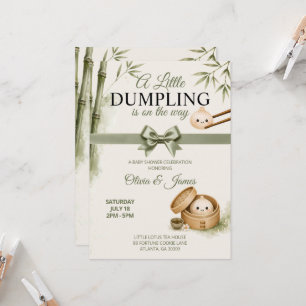 Invitación para baby shower de pequeño dumpling