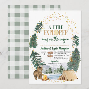 Invitación para baby shower de pequeño explorador 