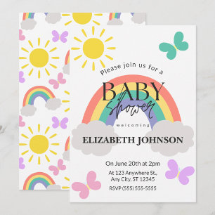 Invitación para Baby Shower de Pequeño Sol y Arcoí