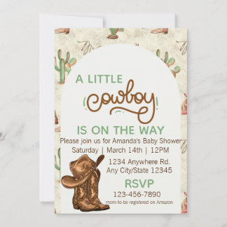 Invitación para baby shower de pequeño vaquero